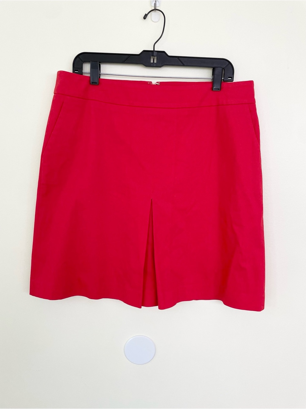 Talbots Classic Cherry Red Cotton Skirt w Pockets Sz 14P Petite Academia Modest